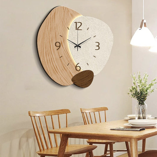 Cream Color Creative Living Room Wall Clock, Fashionable and Elegant Home Decor, No Drilling Required, Hanging Wall Clock eprolo