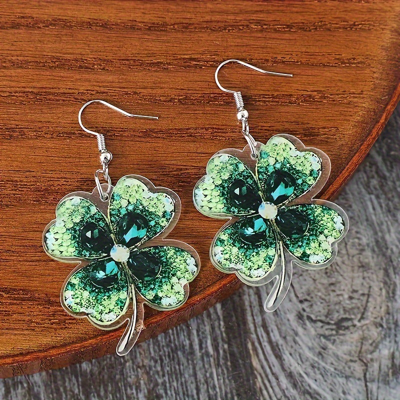 Lucky Clover Acrylic Dangle Earrings eprolo