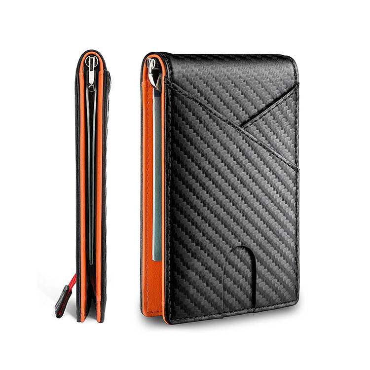New Carbon Fiber Dollar Clip Contrast Color Pull Leather Wallet Wallet Men's Banknote Clip Wallet eprolo