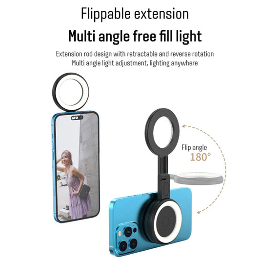 Magnetic LED Fill Light for Phone Selfie Light LED Video Light 2500K-9000K Dimmable Built-in Battery Replacement for iPhone Vlog eprolo