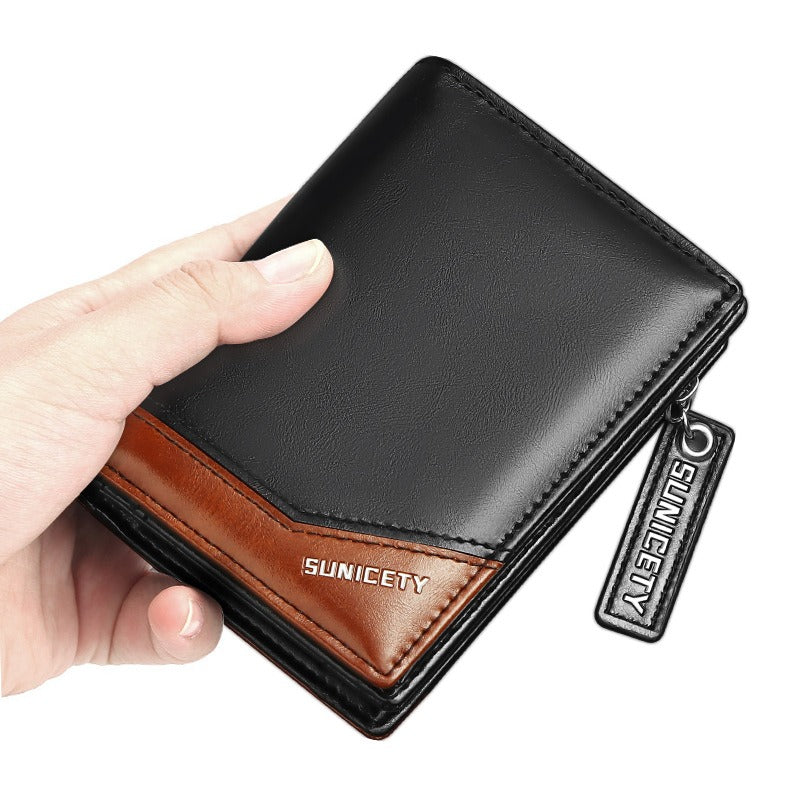 New PU Leather Multi-Function Zipper Short Men's Wallet Rfid Dollar Wallet Card Wallet eprolo