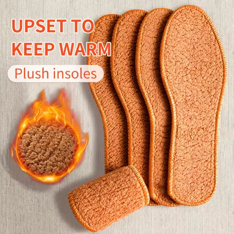 1 pair Thick Alpaca Wool Insoles Winter Warm Anti-Cold Breathable Moisture-Absorbing Cotton Felt Insoles Comfortable and Soft eprolo