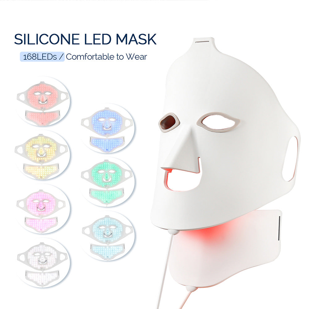 Silicone beauty mask LED photon rejuvenation facial mask instrument red and blue light large row light spectrometer eprolo