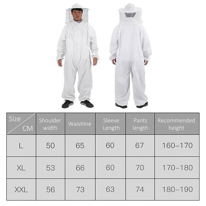Bee Suit Professional Beekeeping, Anti-Bee Ventilated Full Body Suit with Veil Hat, Elastic Cuffs Beekeeper Protective Wear eprolo