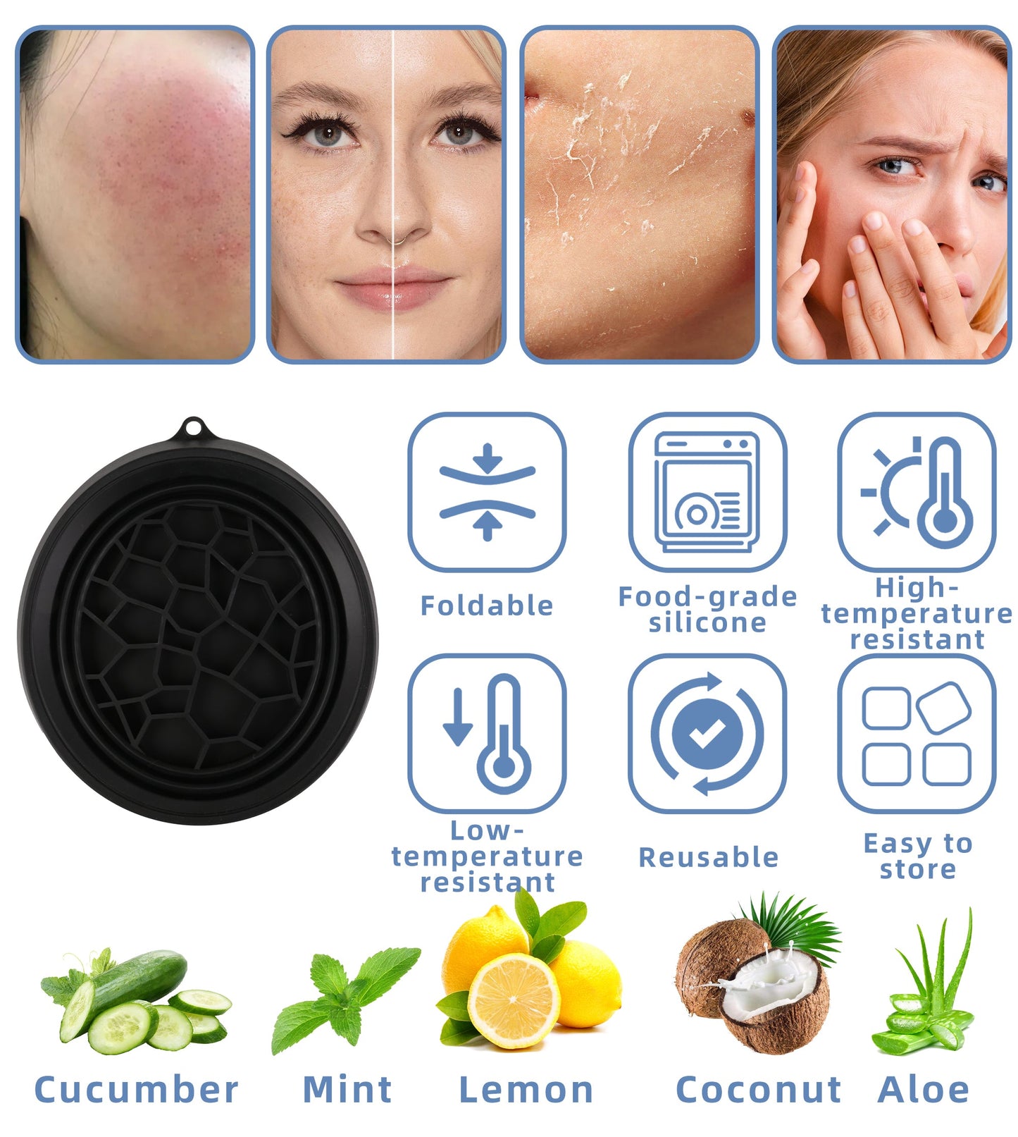 Silicone Ice Bath Washbasin Relief Stress Improved Blood Circulation Ice Washbowl Foldable Rapid Cooling Bathing Travel eprolo