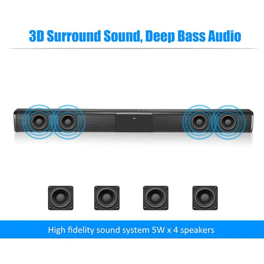 20W TV Sound Bar Wired and Wireless Bluetooth Home Surround SoundBar for PC Theater TV Speaker eprolo