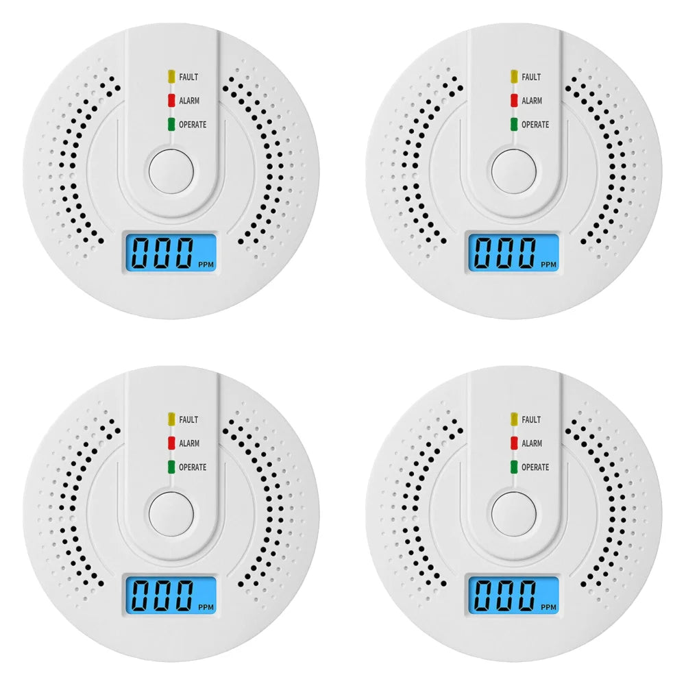 5-1PCS Digital Carbon Monoxide Detector Sound & Light Warning Sensor Battery Powered CO Gas Monitor Meter with LED Indicator alfamoba