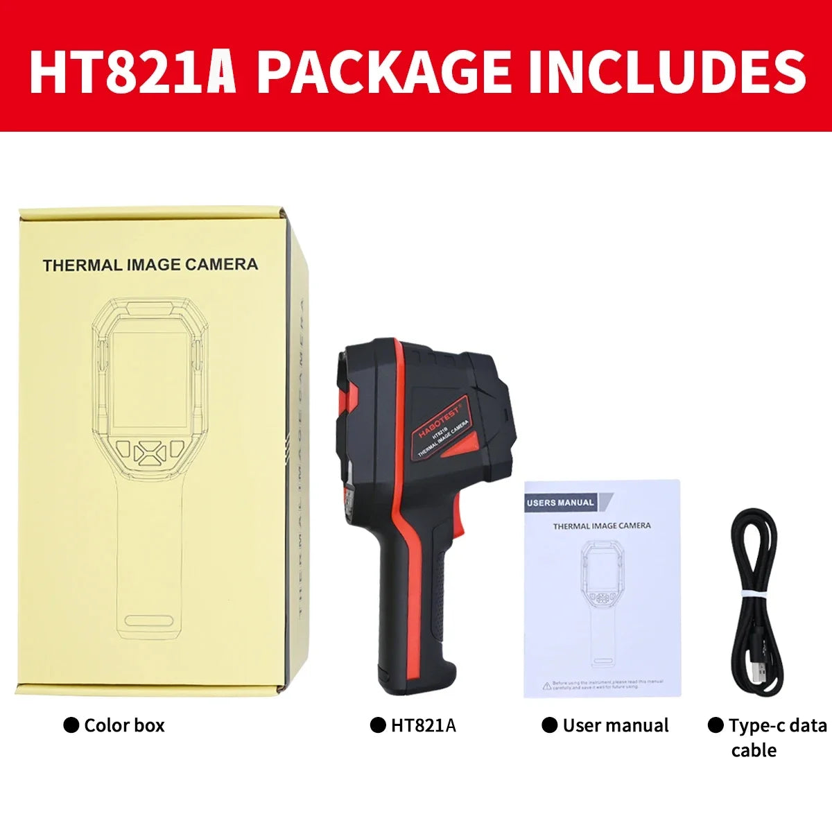 HABOTEST HT821A rechargeable thermal imaging camera -20 ℃~550 ℃ waterproof, dustproof, and anti drop handheld thermal imaging alfamoba