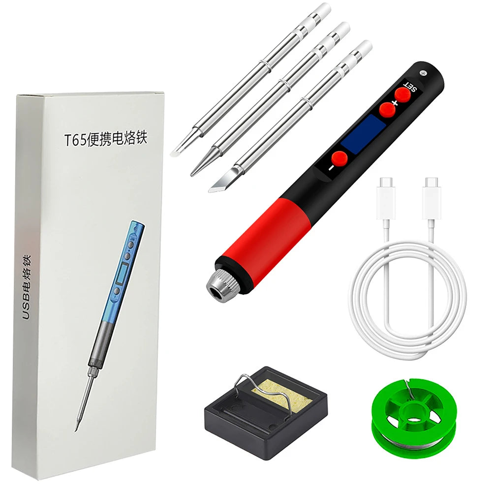 Type C Smart Soldering Iron with PD/QC 65W Fast Charging Adjustable Temperature Control for Electronics PCB Repair Tool alfamoba