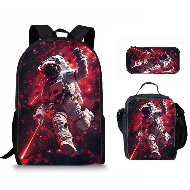 Astronaut Space Character Anime Style 3-Piece Set Backpack Lunch Bag Pencil Case Student Organizer Casual Fashion eprolo