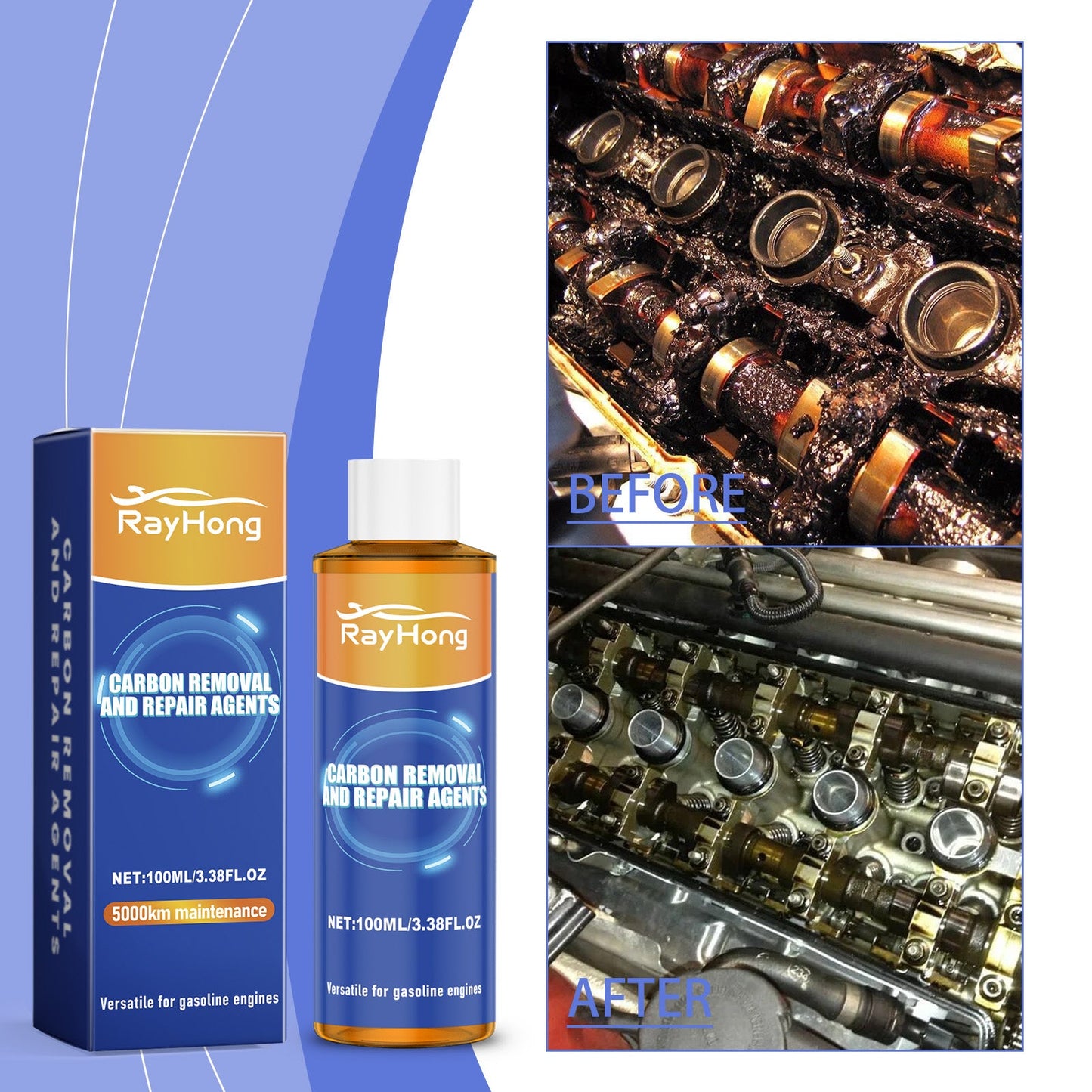 Rayhong Engine Carbon Removal Repair Agent, Engine Anti-Wear Protection Carbon Removal Noise Reduction Oil Additive eprolo