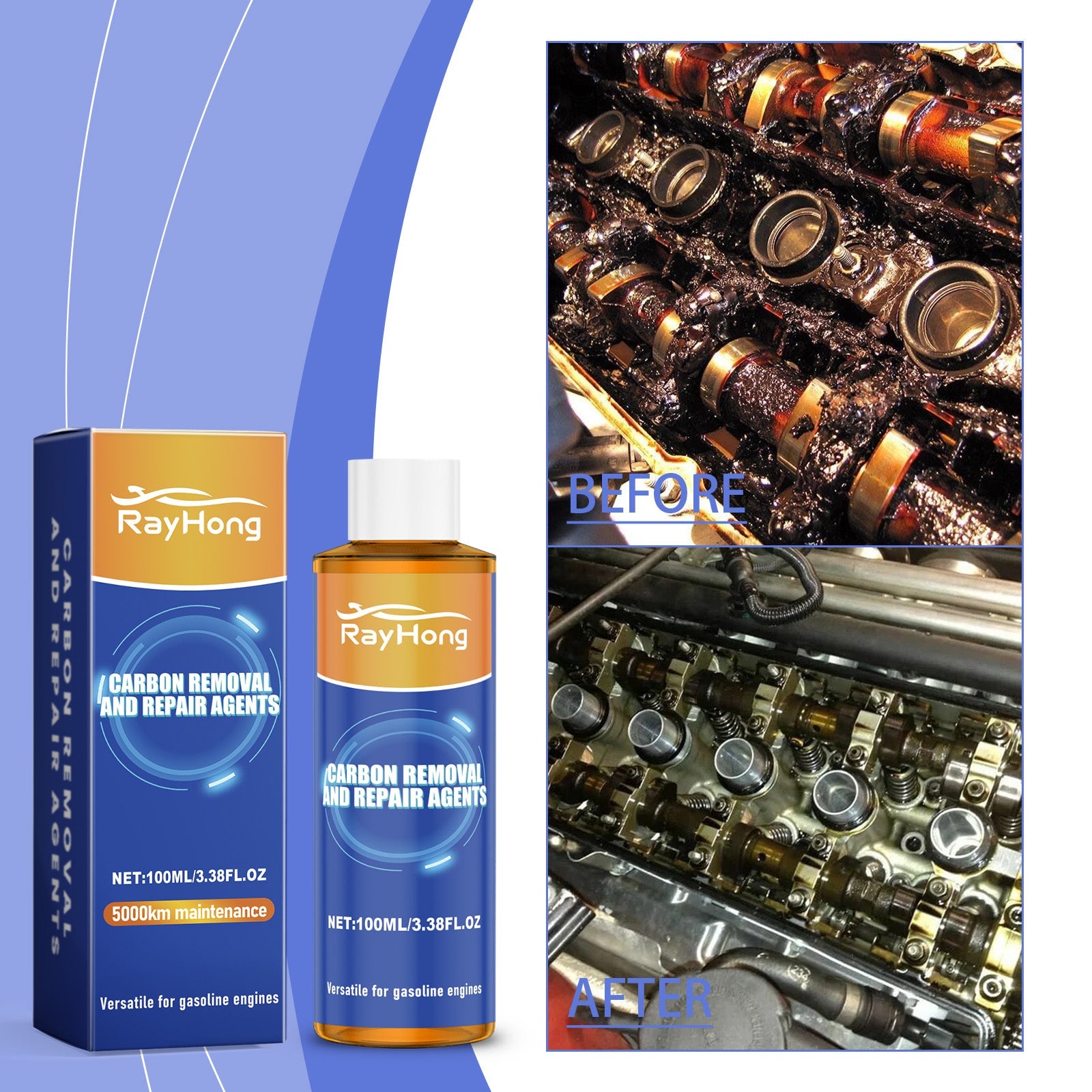 Rayhong Engine Carbon Removal Repair Agent, Engine Anti-Wear Protection Carbon Removal Noise Reduction Oil Additive eprolo