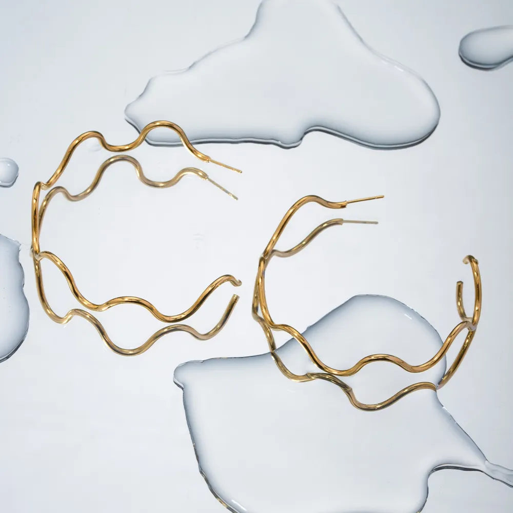 Stainless Steel Wave Shape C-Hoop Earrings eprolo