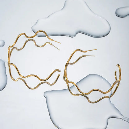 Stainless Steel Wave Shape C-Hoop Earrings eprolo