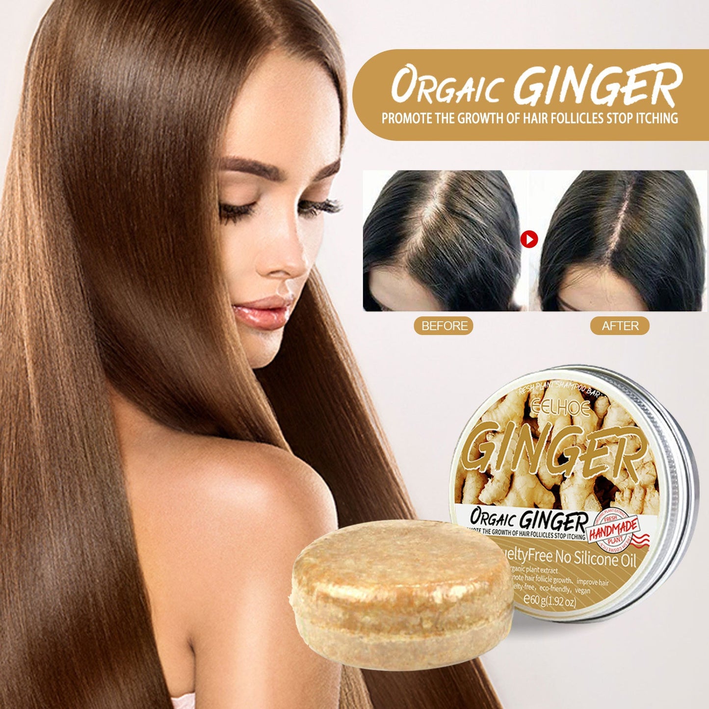 Ginger Strengthening Hair Growth Shampoo Bar eprolo