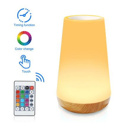 Wood grain remote control touch night light creative pat table lamp bedroom bedside lamp rainbow atmosphere light eprolo