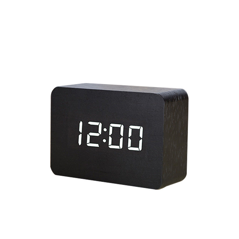 Wooden Electronic Digital Clock - Voice Controlled LED Desk Alarm with Date/Temperature Display, Battery/USB Powered eprolo