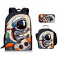 Astronaut Space Character Anime Style 3-Piece Set Backpack Lunch Bag Pencil Case Student Organizer Casual Fashion eprolo