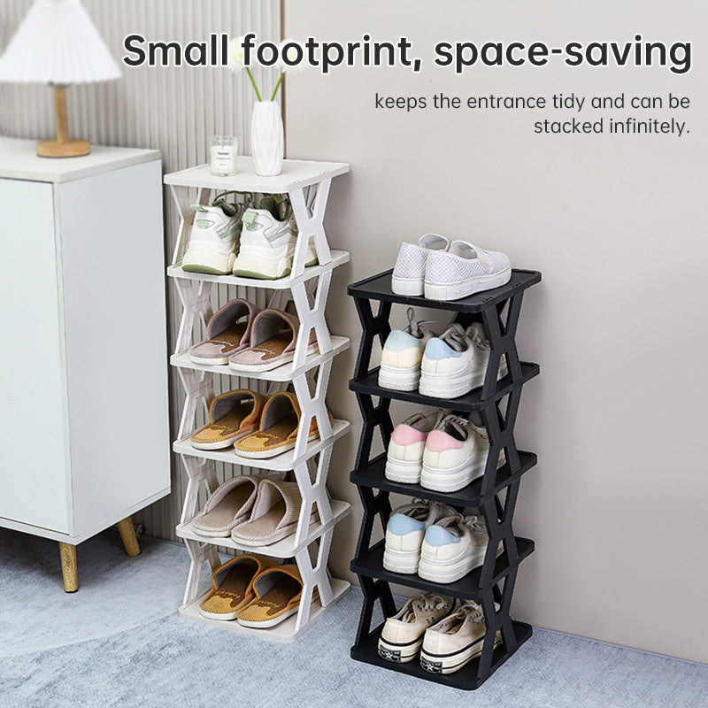 Stackable Plastic Shoe Rack, Vertical Dustproof Shoe Organizer, Sturdy Shoe Storage for Entryway eprolo