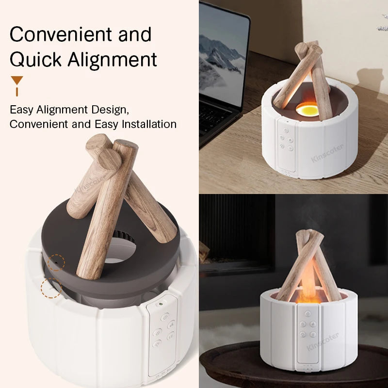 Simulated Flame Aroma Diffuser Bonfire Air Humidifier Ultrasonic Cool Mist Maker Fogger LED Essential Oil Lamp Difusor eprolo