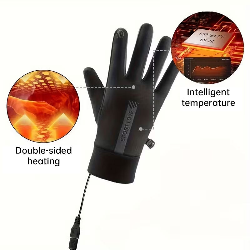 USB Rechargeable Heated Gloves with Adjustable Temperature, Anti-Slip & Touchscreen for Winter Sports eprolo