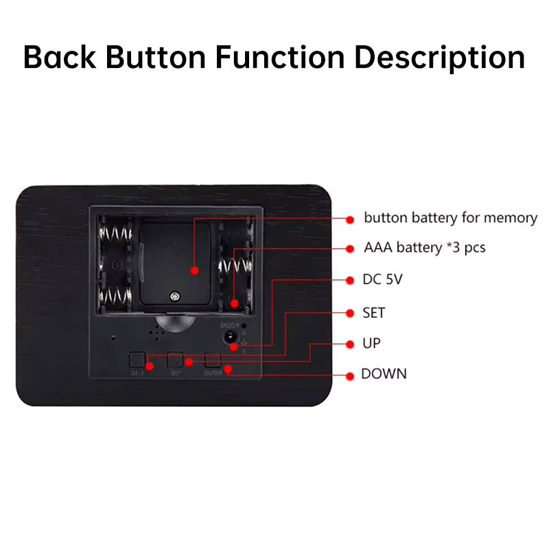 Wooden Electronic Digital Clock - Voice Controlled LED Desk Alarm with Date/Temperature Display, Battery/USB Powered eprolo