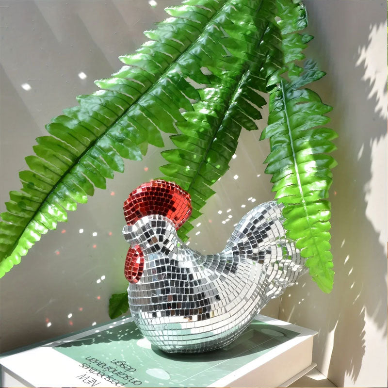 Ornamental Chicken Sculpture with Mirror Tiles eprolo