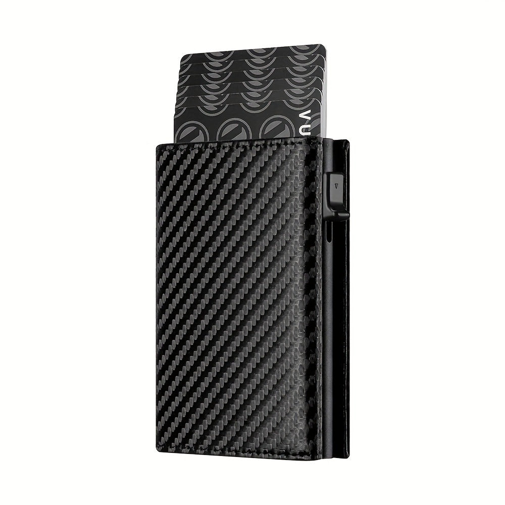 Men's Carbon Fiber Magnetic Card Clip PU Leather RFID Bank Card Bag Large Capacity Card Clip eprolo