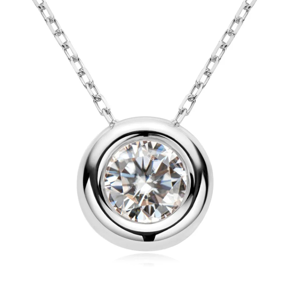 1 Carat Moissanite 925 Sterling Silver Necklace eprolo