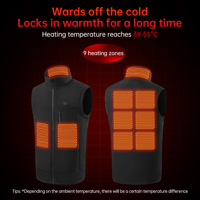Men Women 9 Areas Heated Vest USB Charging Heated Jacket Washed Keep Warm Hiking Vest Winter Fishing Skiing Vest Heated Coats eprolo