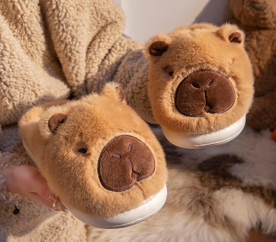 Capybara Cotton Slippers for Women Autumn Winter New Style Home Warm Lined Thick Sole Non-Slip Fuzzy Slippers for Men eprolo