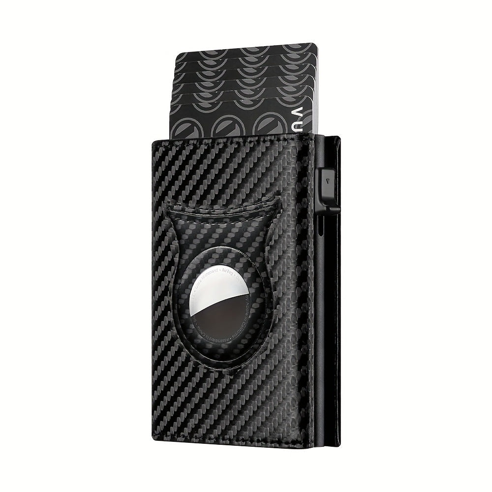 Men's Carbon Fiber Magnetic Card Clip PU Leather RFID Bank Card Bag Large Capacity Card Clip eprolo