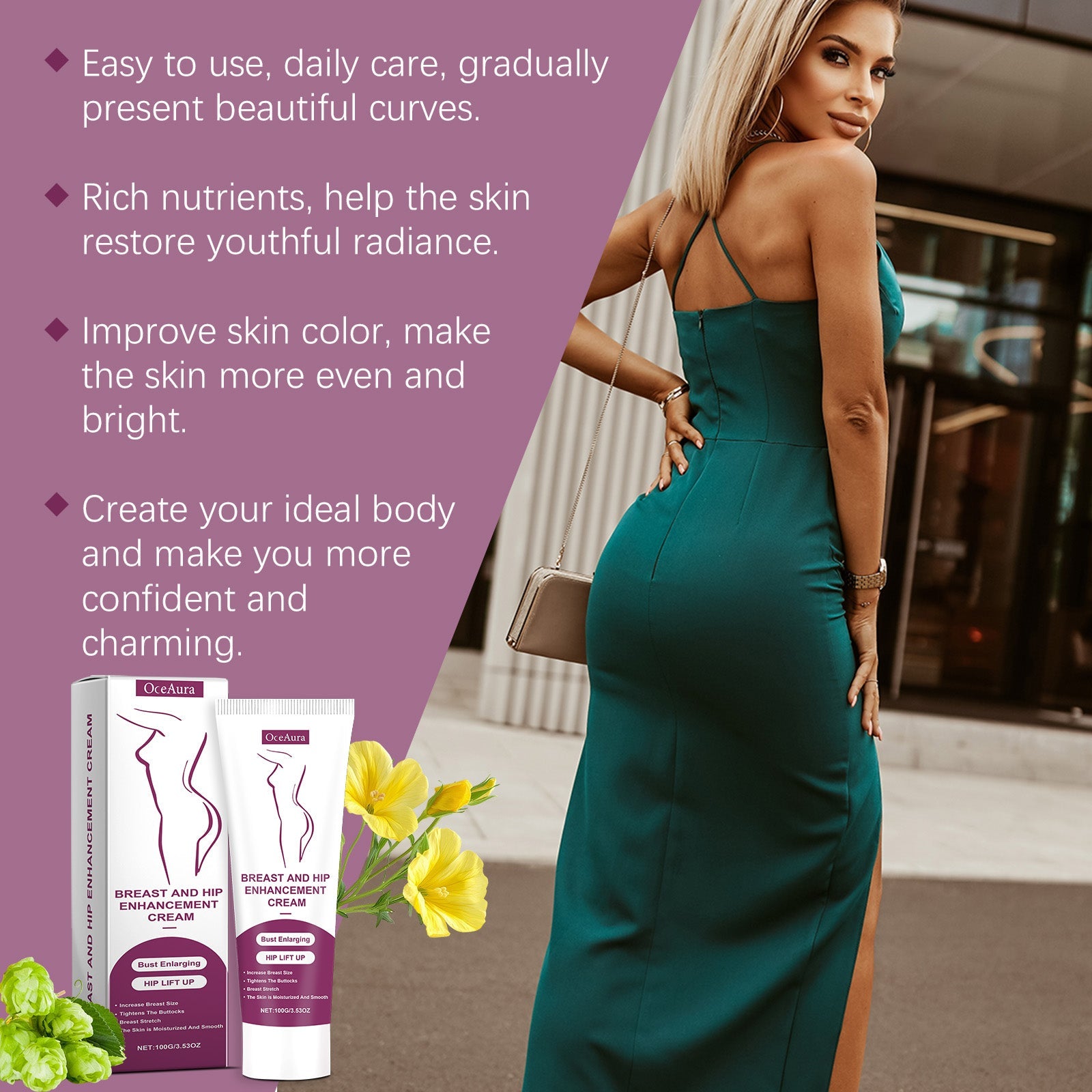 OceAura Buttock And Chest Care Cream Buttock And Chest Skin Moisturizing Care Elastic Moist And Smooth Skin Daily Body Care eprolo