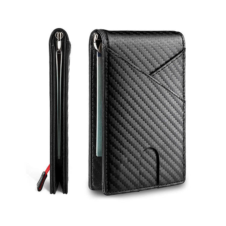 New Carbon Fiber Dollar Clip Contrast Color Pull Leather Wallet Wallet Men's Banknote Clip Wallet eprolo