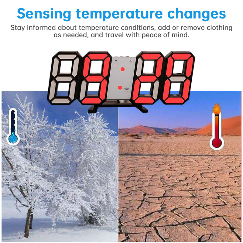 3D LED Digital Alarm Clock with Colorful Display, 12/24 Hour Format for Office, Living Room, Bedroom, Kitchen eprolo