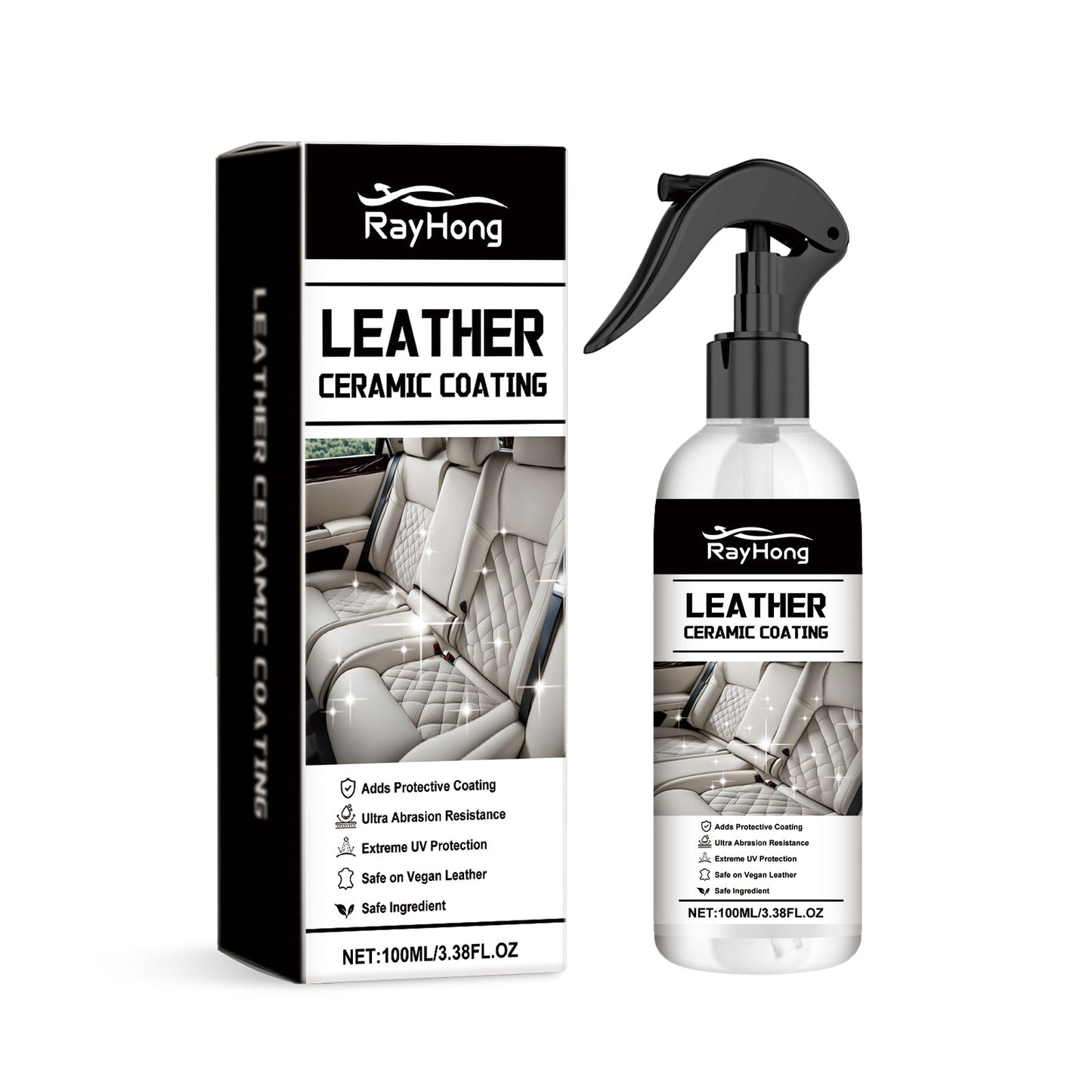 Rayhong Automotive Leather Ceramic Coating Spray, Leather Refurbishment Decontamination Brightening Maintenance Cleaning And Polishing Spray eprolo