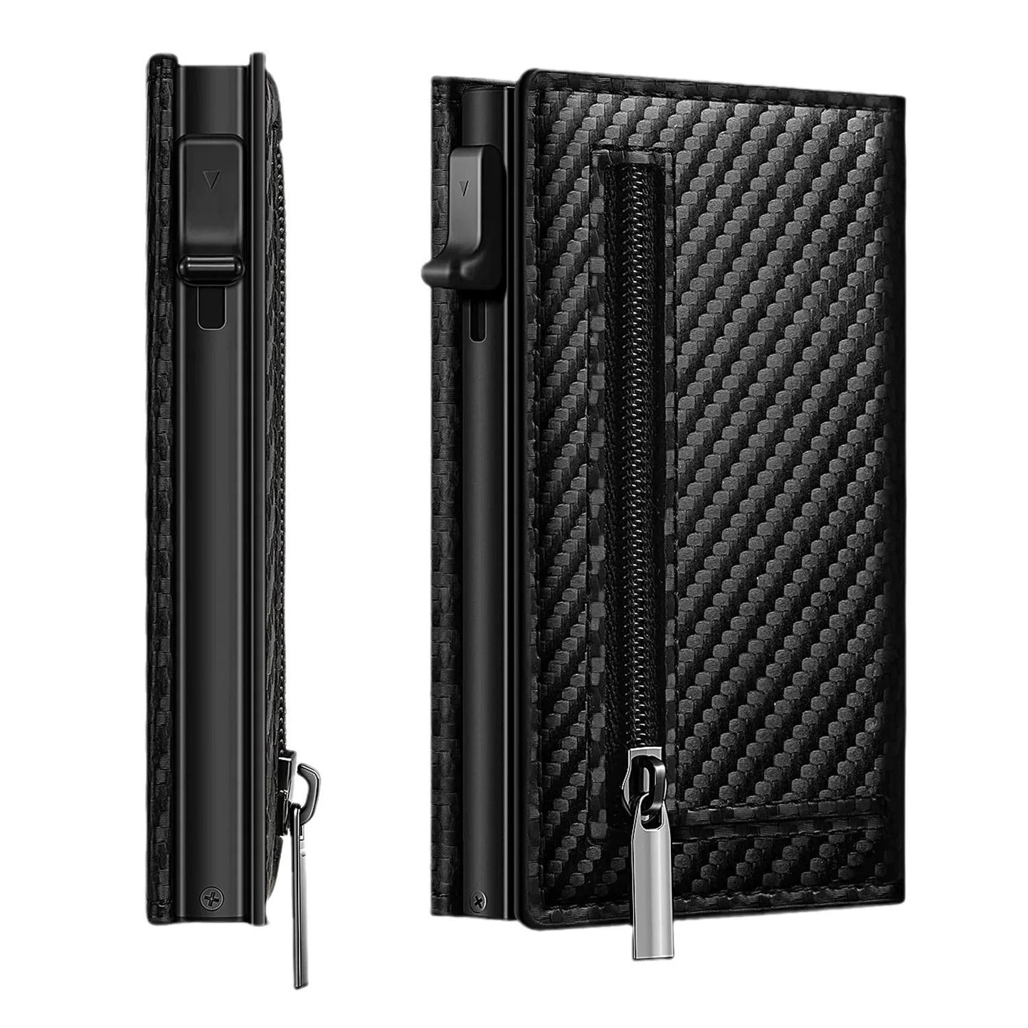 Men's Carbon Fiber Magnetic Card Clip PU Leather RFID Bank Card Bag Large Capacity Card Clip eprolo