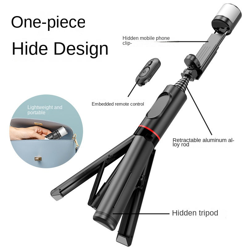 Mobile Phone Bluetooth Selfie Stick with Rotating Fill Light and Hidden Tripod Live Streaming Stand eprolo