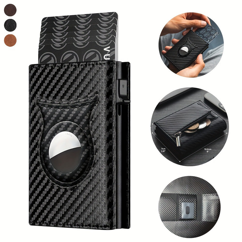 Men's Carbon Fiber Magnetic Card Clip PU Leather RFID Bank Card Bag Large Capacity Card Clip eprolo