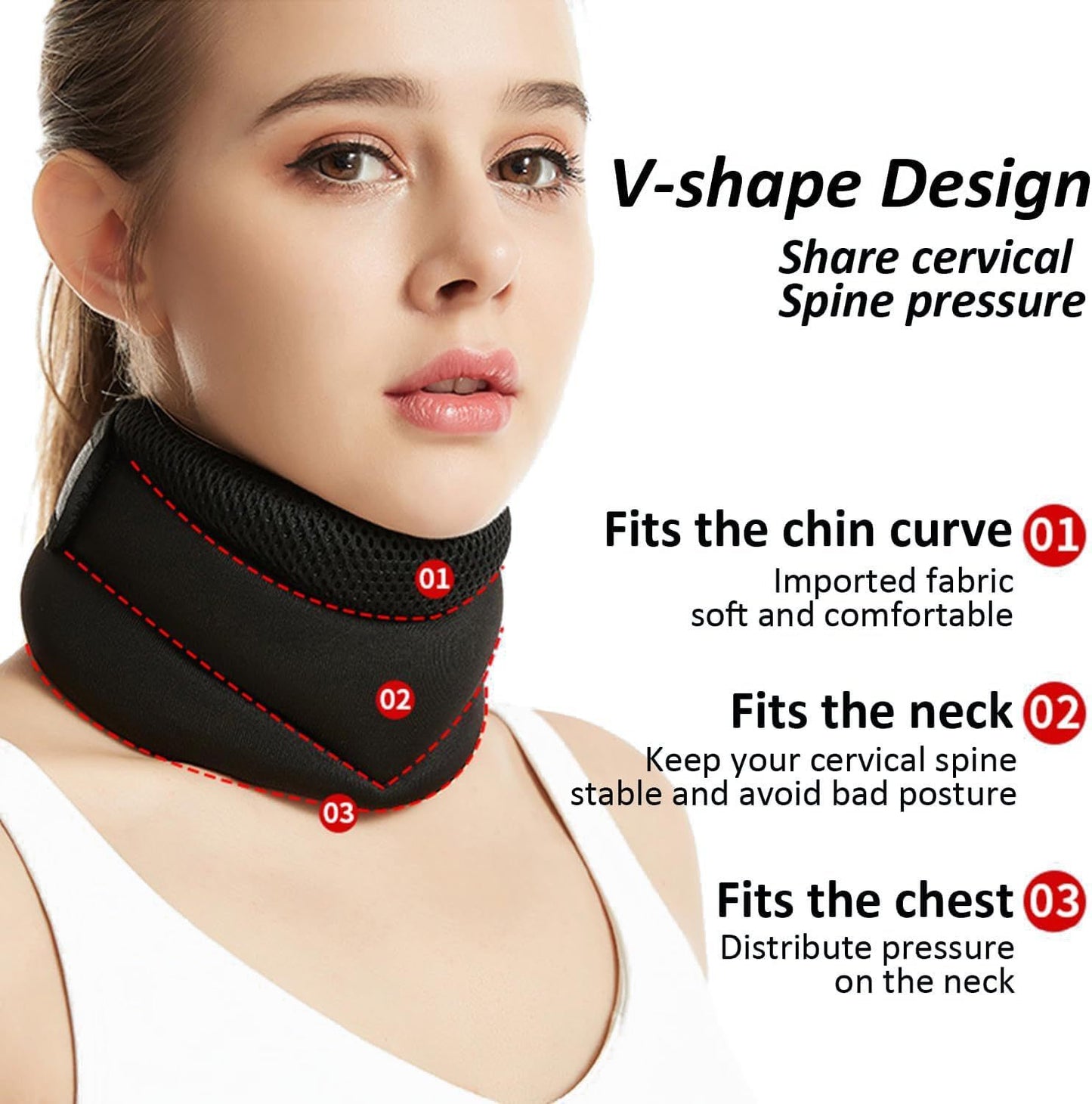 Three layer sponge neck support, breathable, high elasticity, anti bowing, forward leaning, cervical neck decompression, office neck cover eprolo