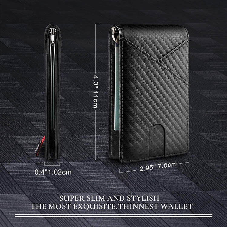 New Carbon Fiber Dollar Clip Contrast Color Pull Leather Wallet Wallet Men's Banknote Clip Wallet eprolo