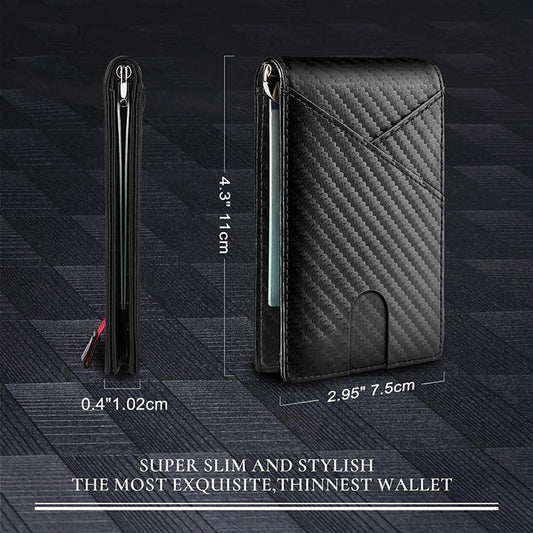 New Carbon Fiber Dollar Clip Contrast Color Pull Leather Wallet Wallet Men's Banknote Clip Wallet eprolo