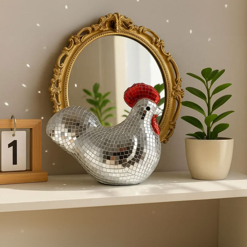 Ornamental Chicken Sculpture with Mirror Tiles eprolo