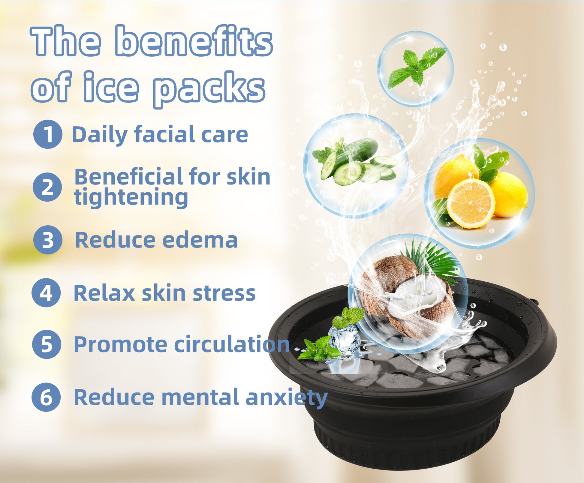 Silicone Ice Bath Washbasin Relief Stress Improved Blood Circulation Ice Washbowl Foldable Rapid Cooling Bathing Travel eprolo