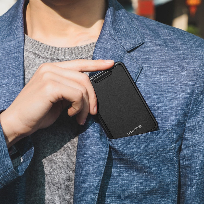 NewBring Slide Wallet RFID Blocking Carbon Fiber Credit ID Card Holder For Men Women Male Female Card Money Minimalist Purse eprolo