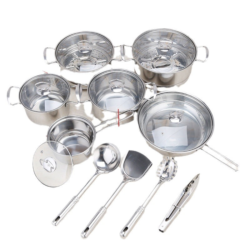 Stainless steel cookware set of 18 pieces household kitchen set soup pot set 16-26cm cutlery set pot set eprolo