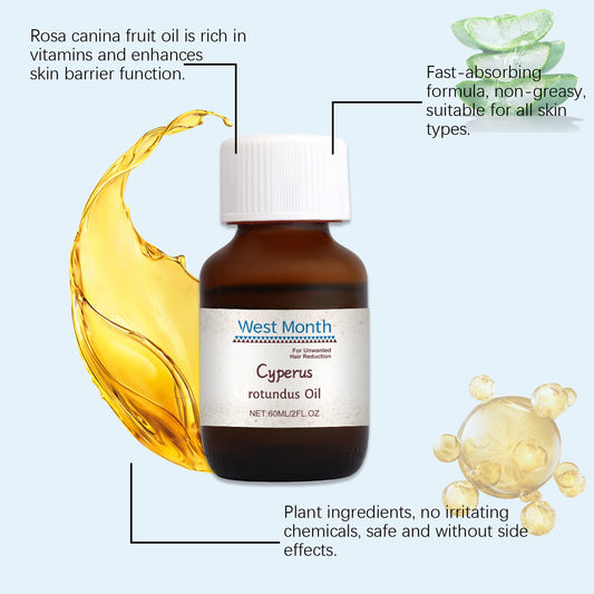 West&Month Cyperi Rhizoma Hair Removal Care Oil, Cyperi Rhizoma Plant Essential Oil Body Moisturizing And Nourishing Hair Removal Care Oil eprolo