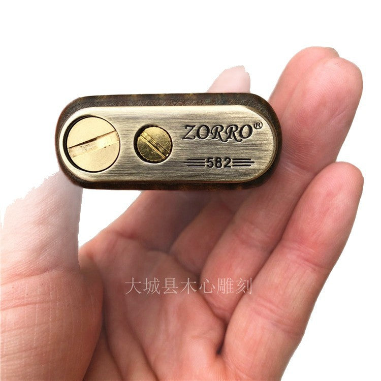 Zorro Kerosene Lighter Factory Wholesale Creative Push-Button Ignition Wooden Vintage Retro Personality Lighter eprolo