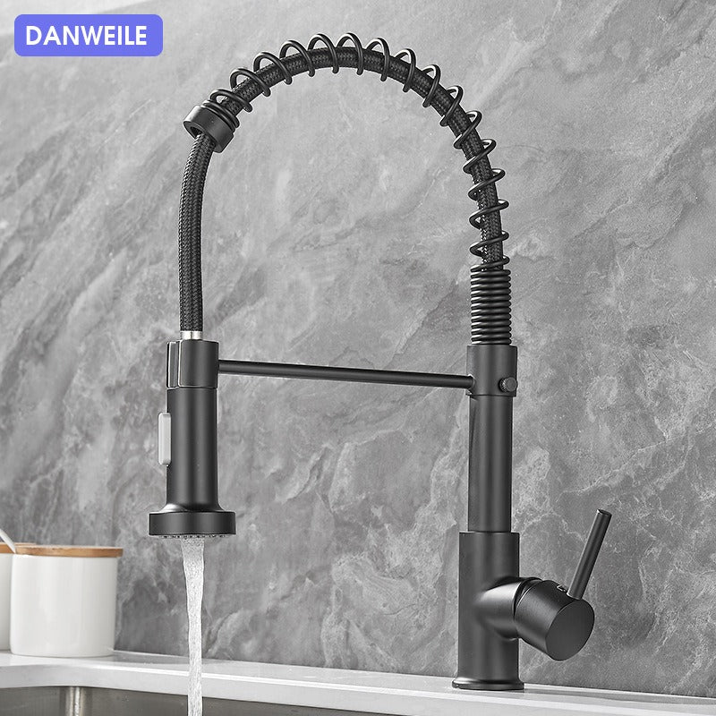 All copper rotatable cold and hot water dual mode sink, kitchen spring faucet eprolo