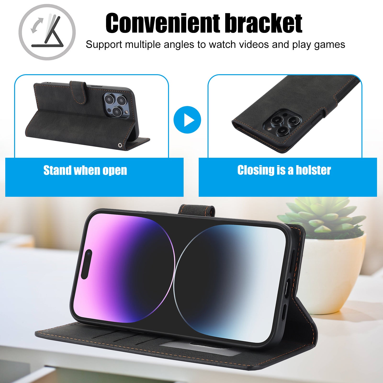 Suitable for Apple 16 Pro phone case FE wallet style anti drop phone leather case eprolo